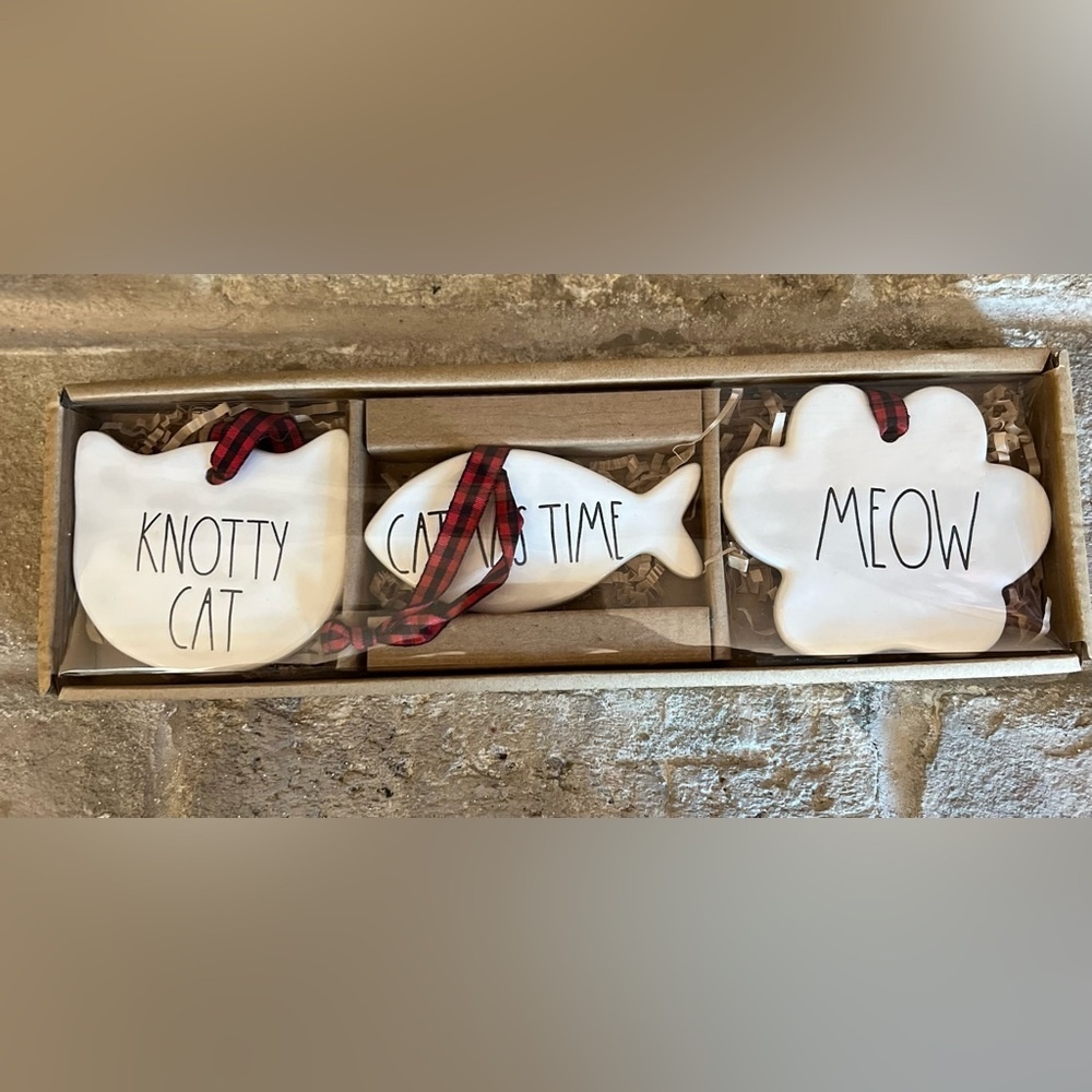 Rae Dunn cat Christmas ornaments. Great gift for the cat lover.